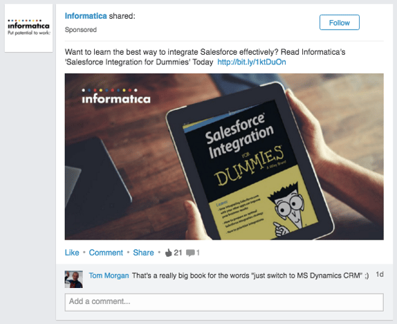 LinkedIn Sponsored Update advertising